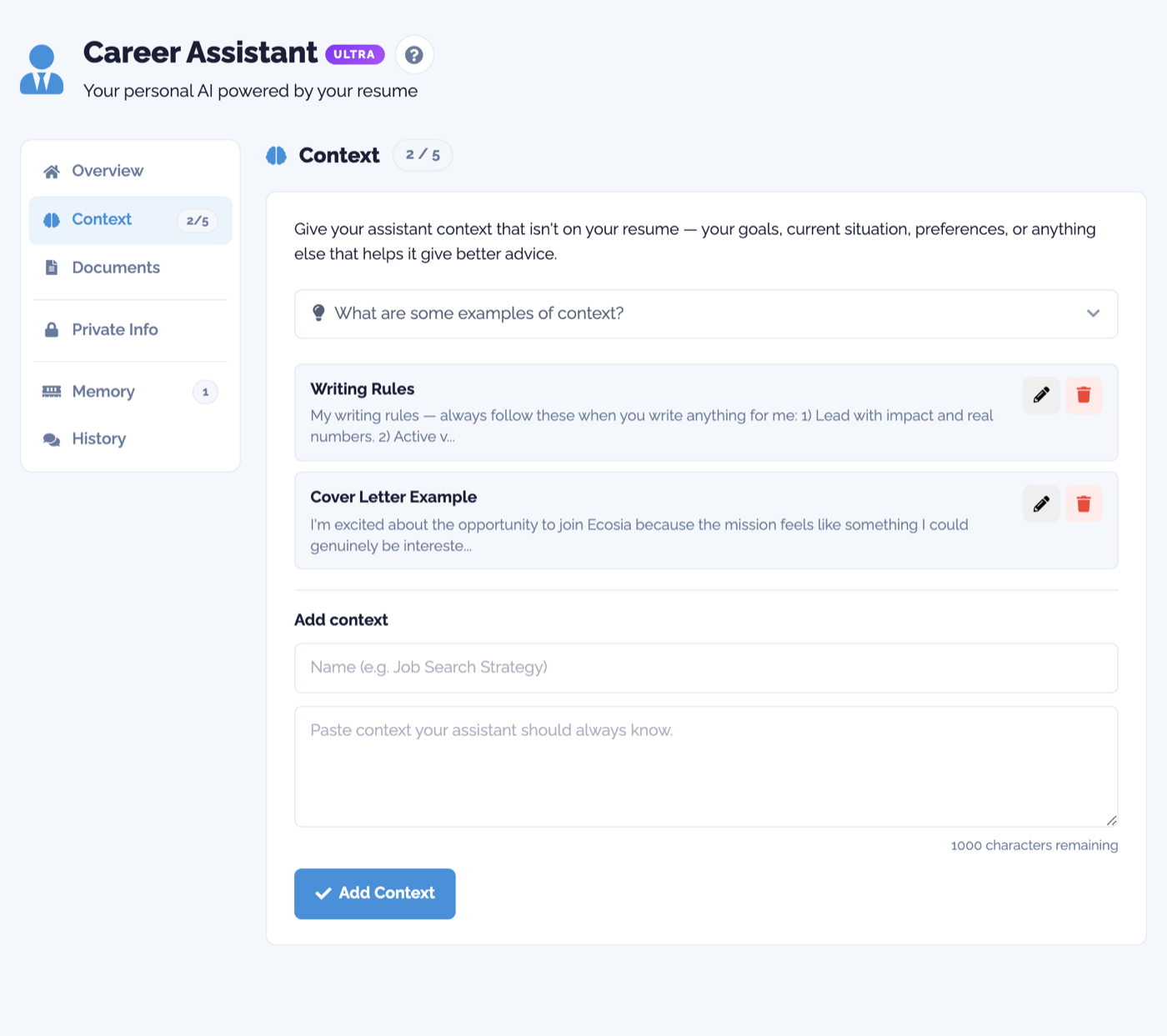 Adding context and writing rules to the Career Assistant in Resume Enhancer